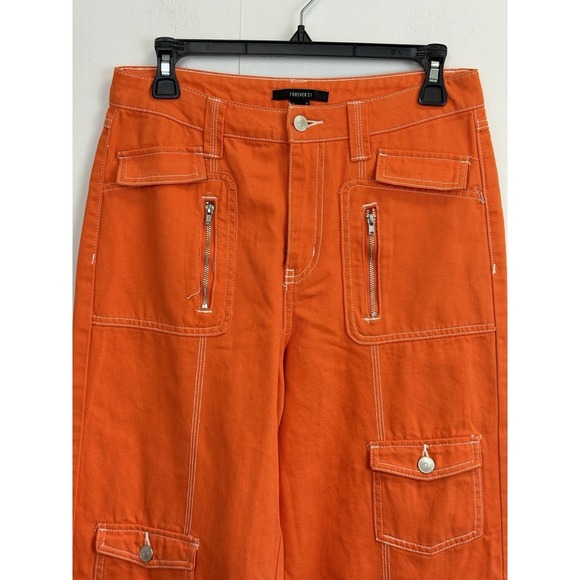 Forever 21 Orange Cargo Pants size M - Picture 3 of 7